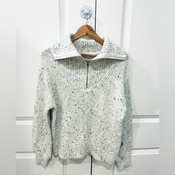 C&C California Sweaters - C&C California women’s small off white multi color flecks quarter zip sweater